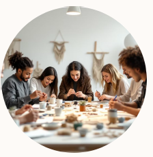 Creative arts team-building workshop with diverse team